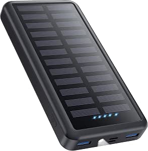 Power Bank Solar Pxwaxpy 26800mAh USB-C con Linterna LED